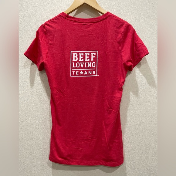Beef Loving Texans T-shirt Red Ladies Large - Picture 2 of 6